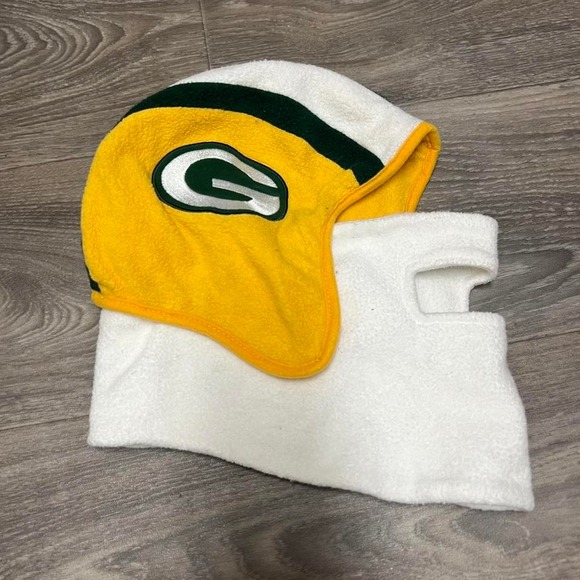 Green Bay Packers NFL Face Cover Hood Hat Fleece‎ L - Picture 1 of 4